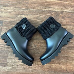 Moncler Black Knit Cuff Winter Boots